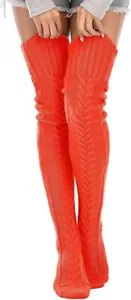 Women's Cable Knit Thigh High Socks Winter Boot Stockings Extra Long Over Knee - Picture 1 of 4