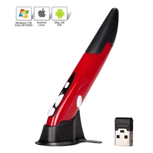 Red 2.4G Wireless Pointing Pen Mouse Optical USB Pocket Drawing Write Pen PC - Picture 1 of 9