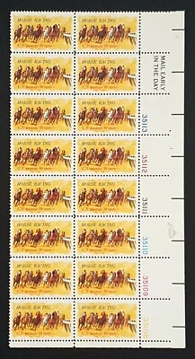 USA America stamps Plate Block of 16 MNH Horse Racing Kentucky Derby 10c 1974 - Image 1 of 2