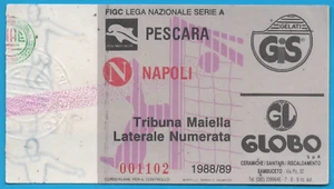 BIGLIETTO PARTITA CALCIO SERIE A PESCARA NAPOLI ANNO 1988/89 TICKET VINTAGE - Imagen 1 de 2