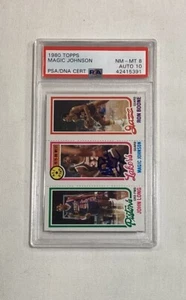 MAGIC JOHNSON RC 1980 TOPPS SIGNED AUTOGRAPH ROOKIE CARD #18 HOF PSA 8 AUTO 10 - Picture 1 of 3