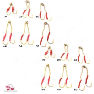 24 Assist Hooks Gold for Vertical Jigs 6 Size 1/0 2/0 3/0 4/0 5/0 6/0 6-Pack - Picture 1 of 9
