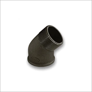 1-1/2" BSP Elbow 45° Male/Female Black Malleable Iron Pipe Fitting - Picture 1 of 1