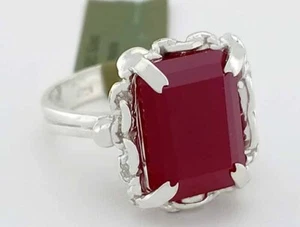 GENUINE 9.80 Cts RUBY SOLITAIRE RING .925 Silver - FREE CERTIFICATE APPRAISAL - Picture 1 of 6