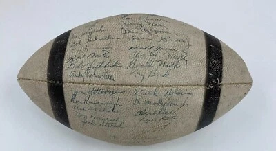 1956 New York Giants NFL Champions Team fútbol americano firmado con Mickey Mantle JSA Foto 1 de 4