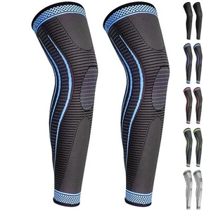 2x Full Leg Long Knee Compression Sleeve for Meniscus Tear Arthritis Pain Relief - Picture 1 of 7