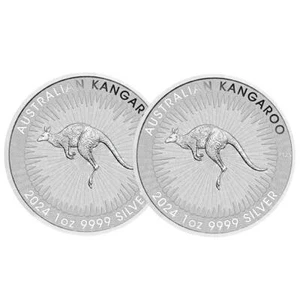 Lot of 2 - 2024 $1 Australia Silver Kangaroo 1 oz .9999 Fine BU - Picture 1 of 3