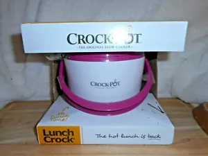 SUNBEAM CROCK POT SLOW COOKER TRAVEL LUNCH BOX CROCK PINK & WHITE NEW - Picture 1 of 4