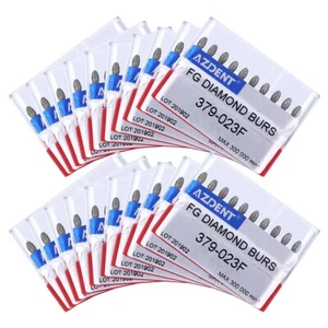 AZDENT 100pcs Dental FG Diamond Burs Egg Football #379-023F Fine Friction Grip - Picture 1 of 15