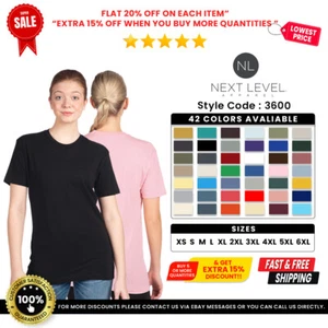 Next Level Apparel 3600 Unisex Premium Plain TShirt Super Soft Blank Fit T-Shirt - Picture 1 of 151