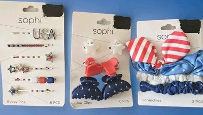 Juego de cabello mixto Sophi 15 piezas temático navideño rojo blanco y azul nuevo W@W L@K  Foto 1 de 4