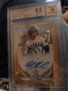 2014 BOWMAN DRAFT A J REED * AUTOGRAFO CROMATO BGS 9,5/10 GEM MINT* ASTROS - Foto 1 di 9
