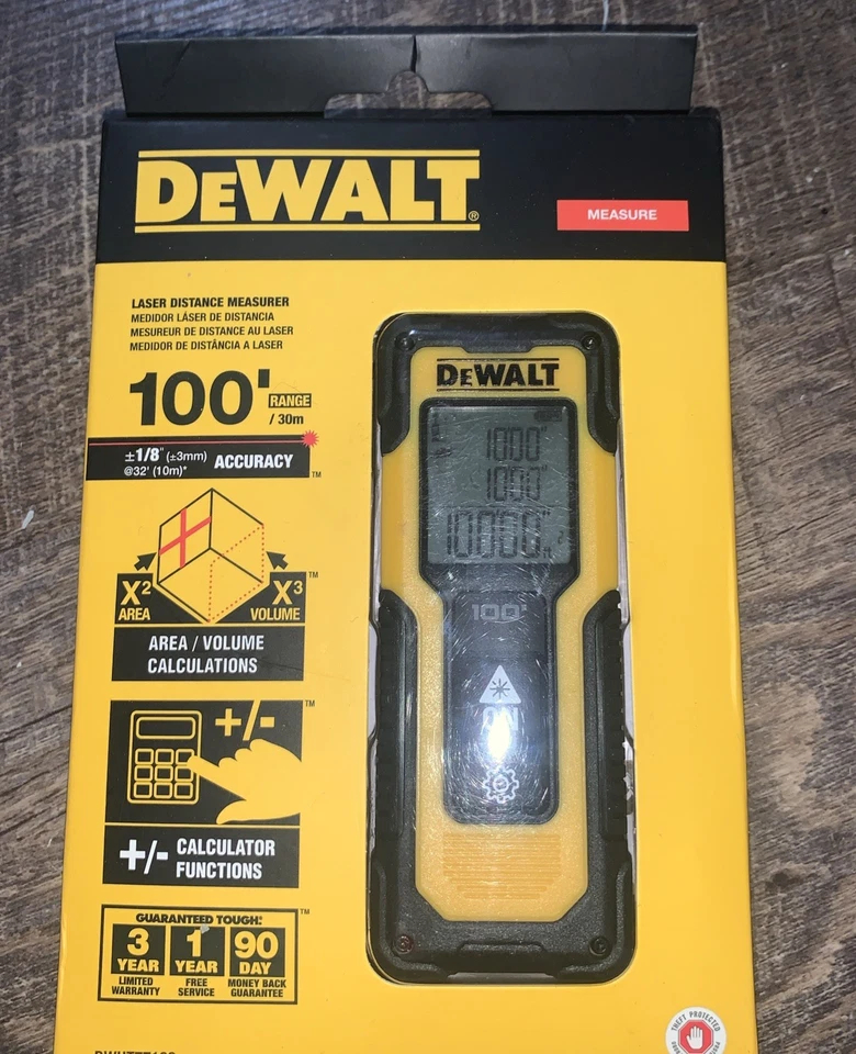 MEDIDOR DE DISTANCIA LÁSER DEWALT 100 FT 100’/30 M DWHT77100 Foto 1 de 2