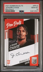 2021 Panini Donruss Elite Jamarr Chase Pen Pals Rookie RC Auto PSA 10 Gem Mint - Bild 1 von 3