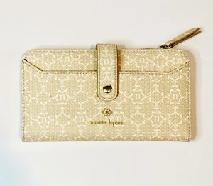 Nanette Lepore Faux Pebbled Leather Slim Card Wallet Coin Purse Beige Neutral - Bild 1 von 8