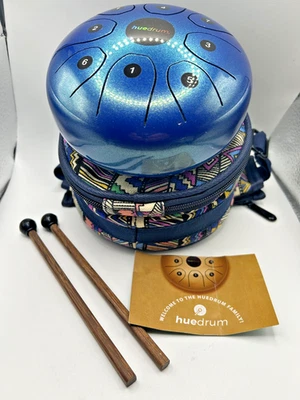 Rare Blue Huedrum 6” -  8 Tones With Carrying Case Mini Steel Drum With Mallets - Image 1 of 4