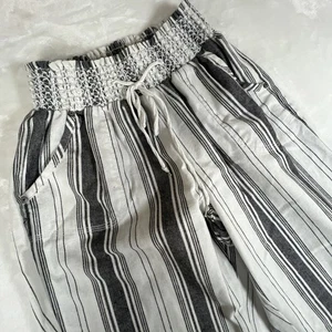Ci Sono White/Black Striped Women Wide Leg Pull On Comfy Pants Size S - Picture 1 of 10