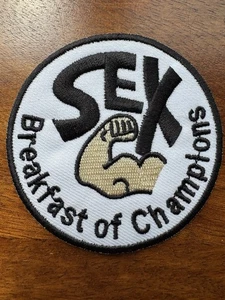 Sex: Breakfast of Champions gestickter Bügelbild Patch NEU - Bild 1 von 3