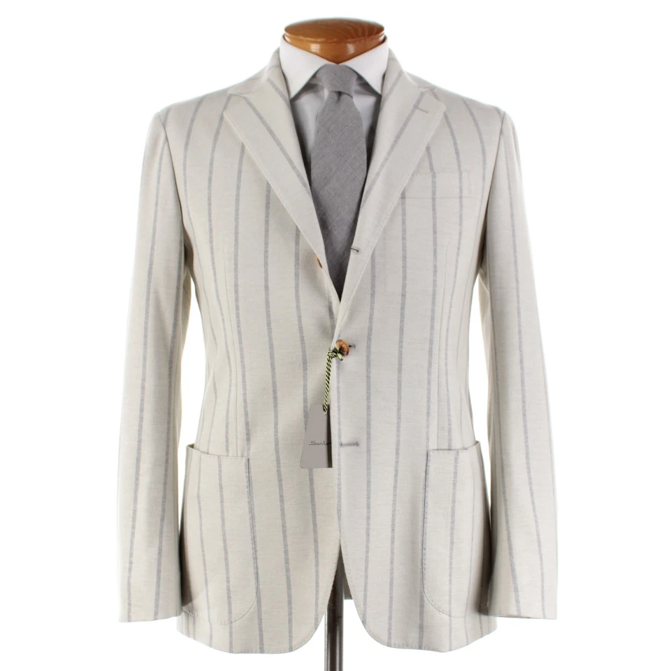 Traje Chaqueta Sartorio Kiton Nueva con Etiquetas Mezcla Lana Talla 50R (40R EE. UU.) Blanco con Rayas Grises Foto 1 de 4