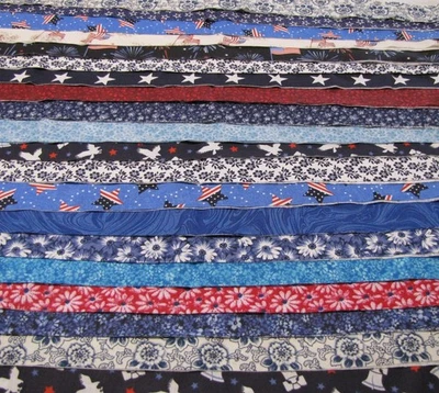 Honey Bun 20~1.5" Precut Strips~Cotton Fabric~Patriotic #2~ Quilts.Crafts,Sewing - Image 1 of 4