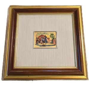 Miniature Oro Foglia Chromolithograph Gold Foil 23K Signed 9.5" X 9.5" ART Italy - Picture 1 of 8
