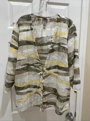 Chicos Mujeres Bonito Marrón Dorado Diseño Precioso Frente Abierto Chaqueta Cárdigan Talla 3 Foto 1 de 3