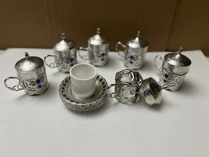 [SET OF 6] Porcelain Turkish Coffee Cups Espresso Cups and Saucers  Set - Picture 1 of 9
