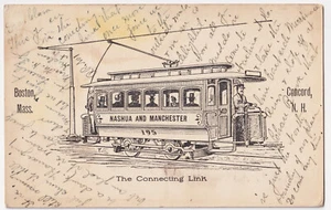 NUEVO TROLLEY INTERURBANO HAMPSHIRE MANCHESTER NASHUA 1906 MISS COUGDON, NUEVA YORK - Imagen 1 de 2