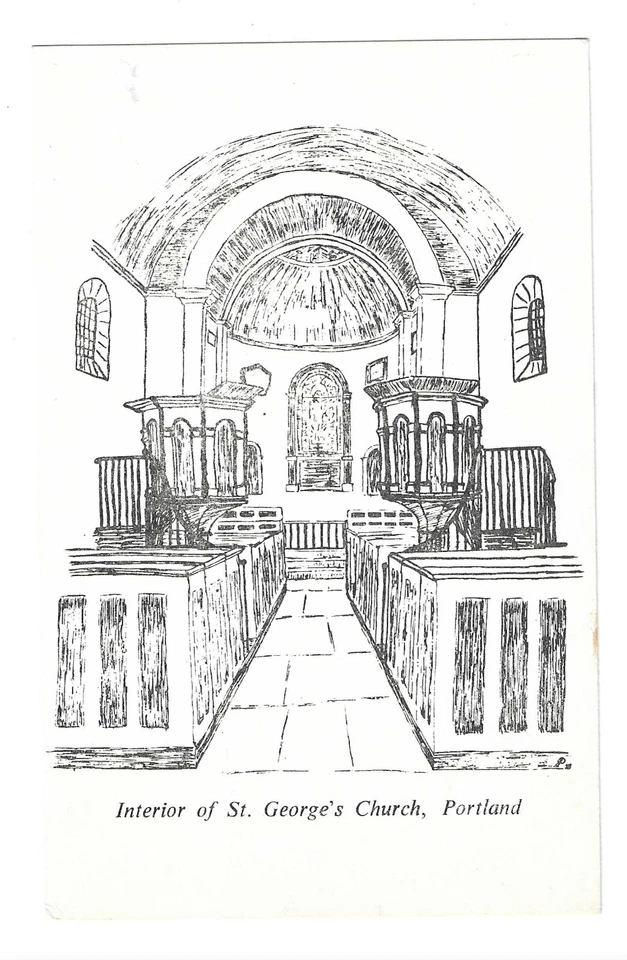 DORSET - PORTLAND, INTERIOR of ST GEORGES CHURCH Postcard - Image 1 of 1