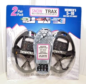 Scarpe da neve Snow Trax clip on trazione antiscivolo ghiaccio donna 5-10 piedi 2 paia - Foto 1 di 3