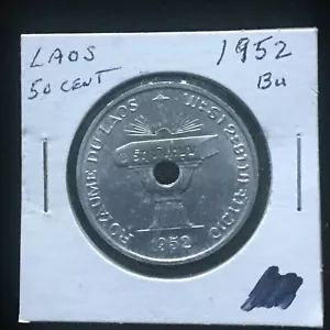 LAOS 1952 50 Cents SCARCE in BU Brilliant Uncirculated A789 - Picture 1 of 3
