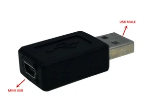 2X USB 2.0 Male To Mini USB 5-Pin Type B Female Connector Converter Adapter - Picture 1 of 4