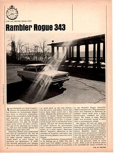 1967 AMC RAMBLER ROGUE 343  ~ ORIGINAL 5-PAGE ROAD TEST / ARTICLE / AD - Picture 1 of 1