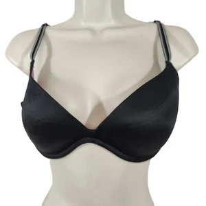 Victorias Secret PINK Scoopneck Black Bra Women Size 34D Underwire Padded - Picture 1 of 8