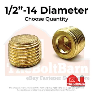 1/2"-14 Brass Dry-Seal Pipe Plugs USA Made (Pick Quantity) - Picture 1 of 7