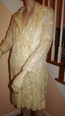 Chic CHANEL Marfil Gasa Iridiscente Vestido/Abrigo Conjunto Traje Talla 2-4 Foto 1 de 4