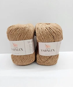 2pk YARXLEX 100% Cashmere Luxury Soft Lightweight Knitting Crochet Yarn Lt Brown - Picture 1 of 4
