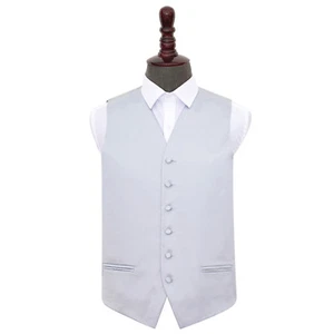 Chaleco plateado para hombre satinado liso formal boda esmoquin chaleco por DQT - Imagen 1 de 4