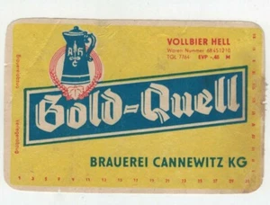Bieretikett Gold-Quell Vollbier Hell Brauerei Cannewitz KG - Picture 1 of 2