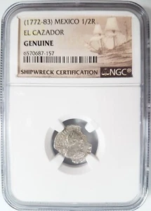 EL CAZADOR Shipwreck NGC (1772-83) Mexico 1/2 Real Sea Salvaged Sunken Treasure  - Picture 1 of 12