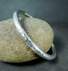 925 Sterling Silver Bangle 5mm Hammered Wide Solid Thick Heavy Bangle For Women