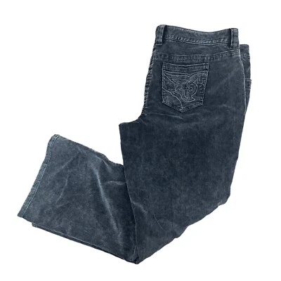 New Gitano Pants Y2K Corduroy Women's Plus 24W Grey Bootcut Embroidered Pockets - Image 1 of 4