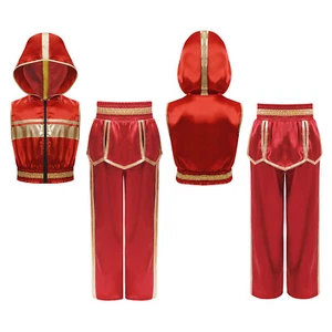 Kids Boys Suit Hooded Outfits Hoodie Set Workout Sleeveless Metallic Trim Arts - Picture 1 of 23