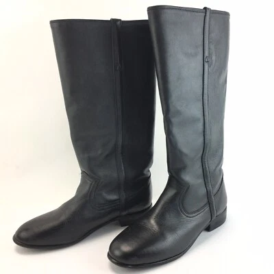 Dan Post Black Leather Roper Style Round Toe Pull On Cowboy Boots Womens 8 M  - Image 1 of 4