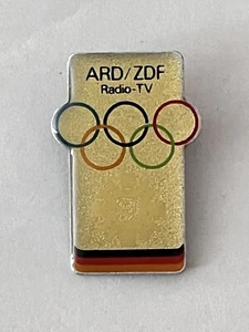 ARD ZDF Radio TV Germany Sarajevo 1984 Winter Olympic Games Pin Badge Brooch - Picture 1 of 3