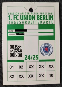 TICKET Accreditation Friendly Match 27/7/2024 Union Berlin vs Rangers FC # 210 - Picture 1 of 11