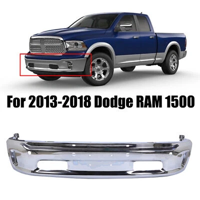 NEW Chrome Steel Front Bumper Face Bar for 2014-2018 RAM 1500 W/ Fog & Park Ast - Image 1 of 4