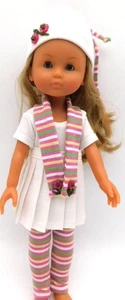 OOAK weiß grün rosa Streifen Outfit passt 13" Little Darling Puppe nicht inbegriffen - Bild 1 von 7