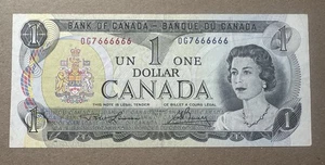 1973 Canada $1 banknote Lawson Bouey Prefix OG 7666666 Almost Solid Number - Picture 1 of 2