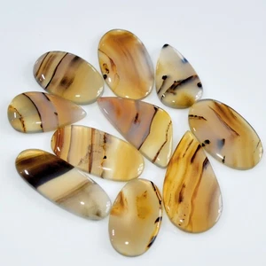 10 Pcs 156 Cts Natural Montana Agate Cabochon Gemstone Lot 33x15 23x14mm #16300 - Picture 1 of 7